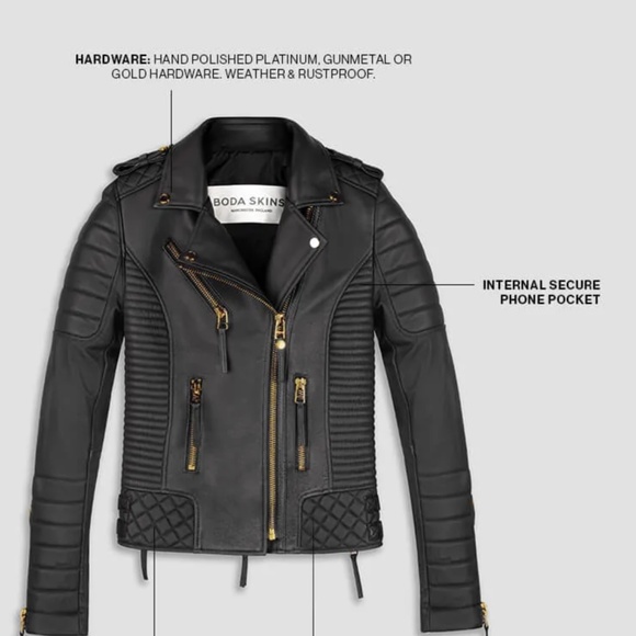 BODA SKINS Kay Michaels 100% Leather Jacket Size 6 - Picture 16 of 16